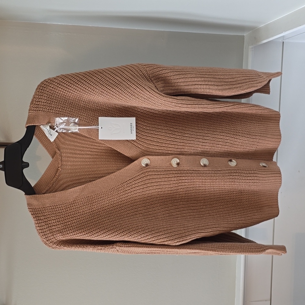 ANDREE BY UNIT Tan Knit Button-Front Cardigan